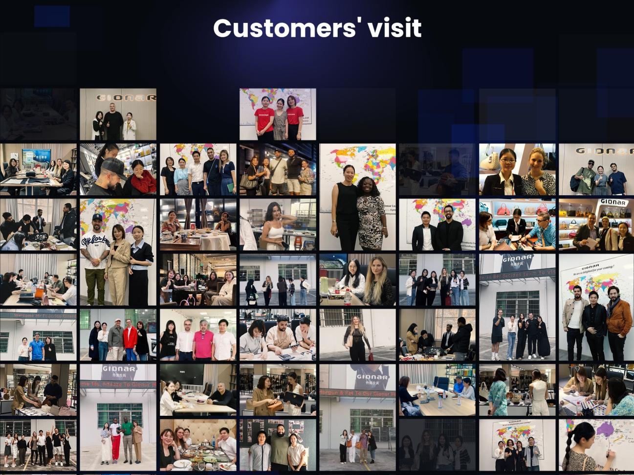 the worldwide customers visit our gionar leather bags manaufacturer in Guangzhou every day